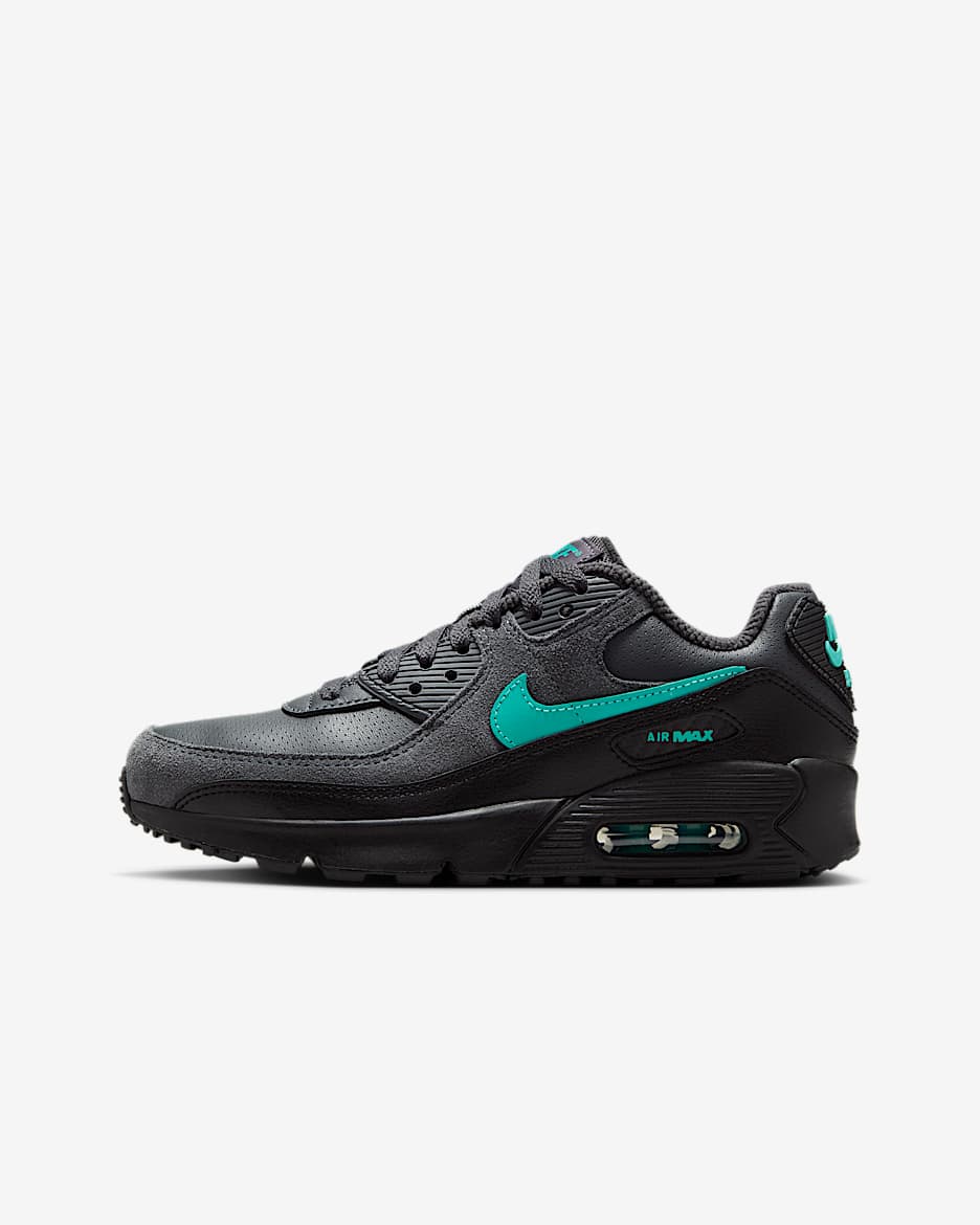 Nike Air Max 90 SE Kinderschoenen - Dark Smoke Grey/Zwart/Wit/Clear Jade II