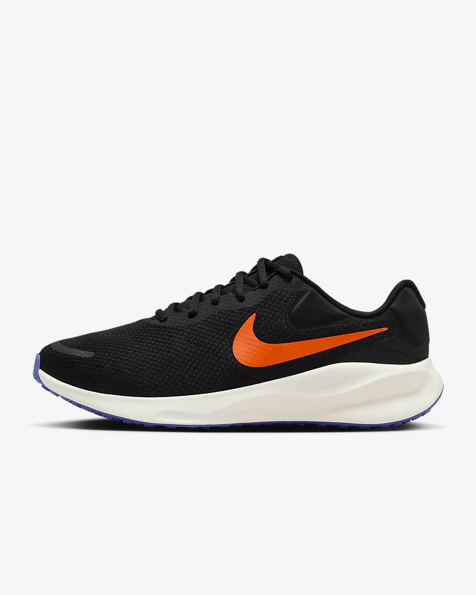 Nike Revolution 7 Men's Road Running Shoes (Extra Wide) - Black/Astronomy Blue/Sail/Hyper Crimson