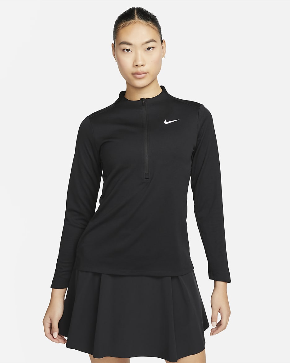 Nike Dri-FIT UV Advantage Women's 1/2-Zip Golf Top - Black/White