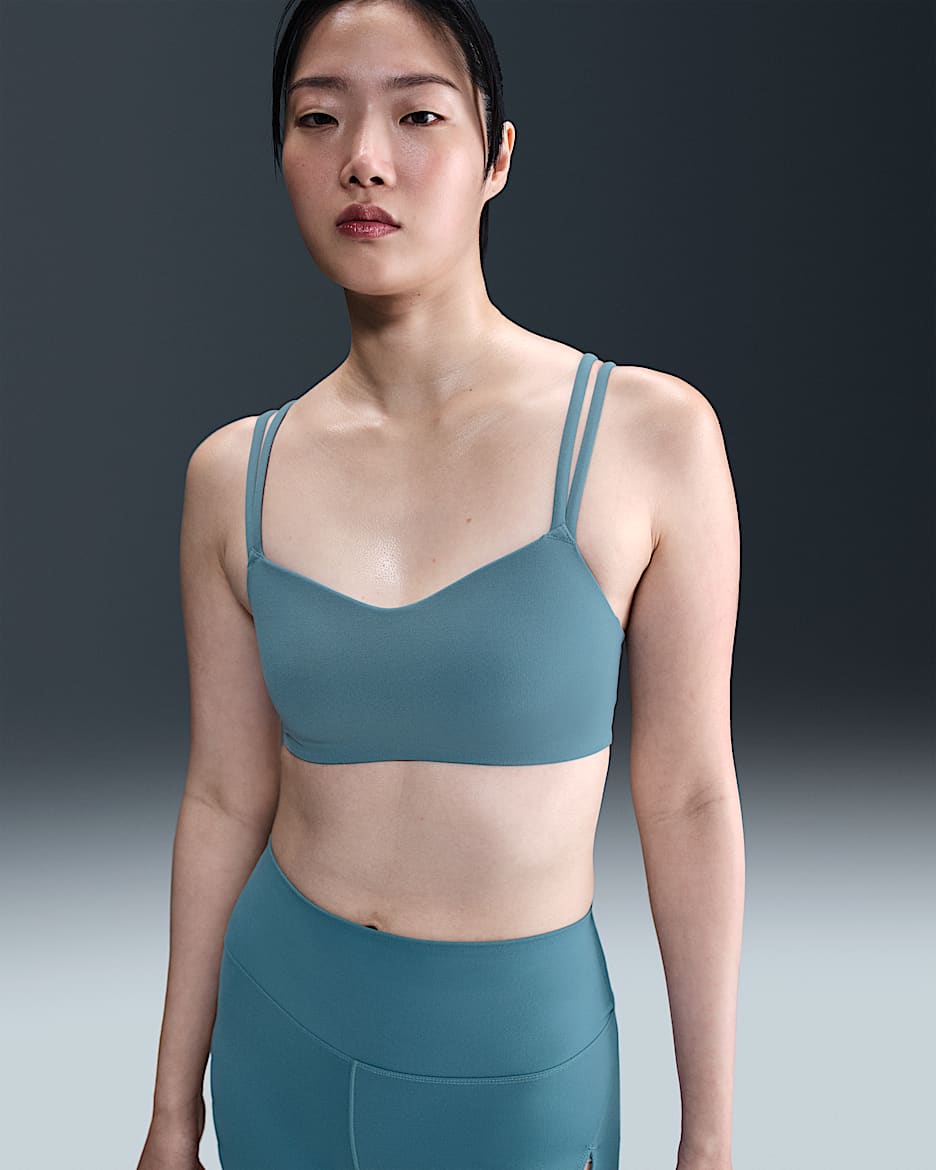 Nike Zenvy Strappy 女款輕度支撐型襯墊運動內衣 - Smokey Blue/白色