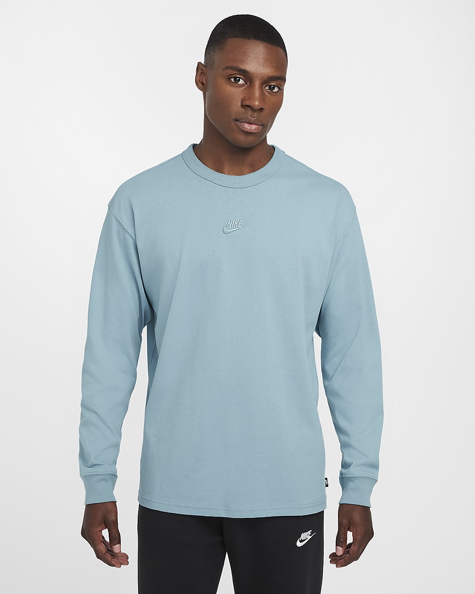 Playera de manga larga para hombre Nike Sportswear Premium Essentials - Denim turquesa