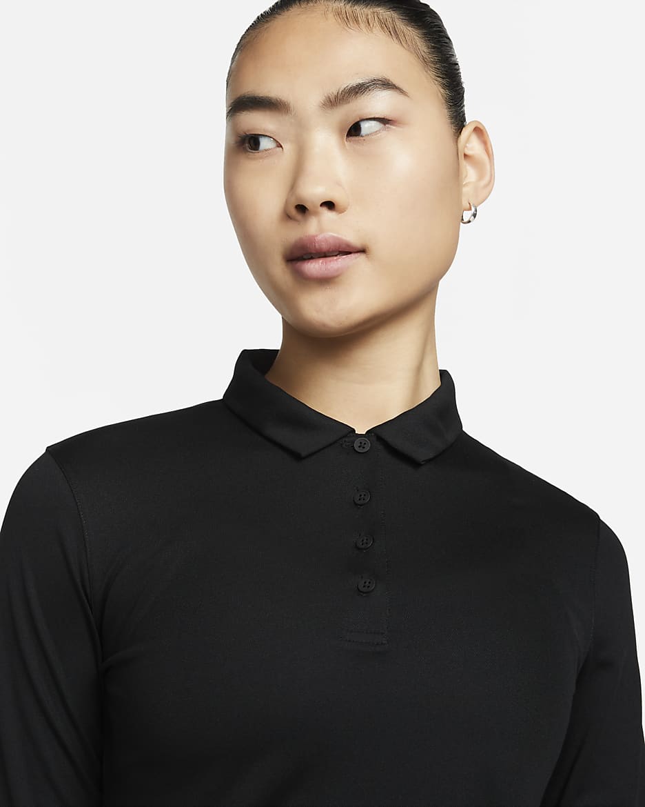 Nike Dri-FIT Victory Women's Long-Sleeve Golf Polo - Black/White