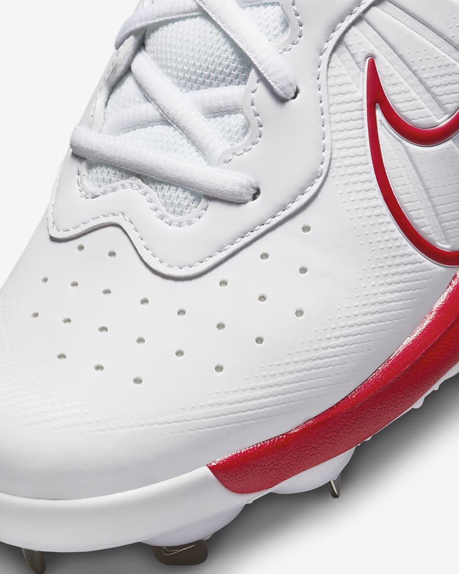 Nike Alpha Huarache Varsity 4 Low Men's Baseball Cleats - White/Pure Platinum/University Red