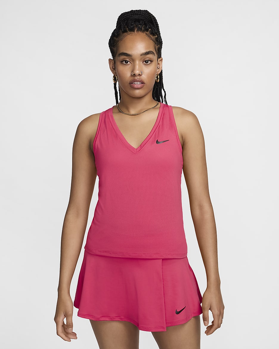 NikeCourt Victory Tennistanktop voor dames - Aster Pink/Zwart