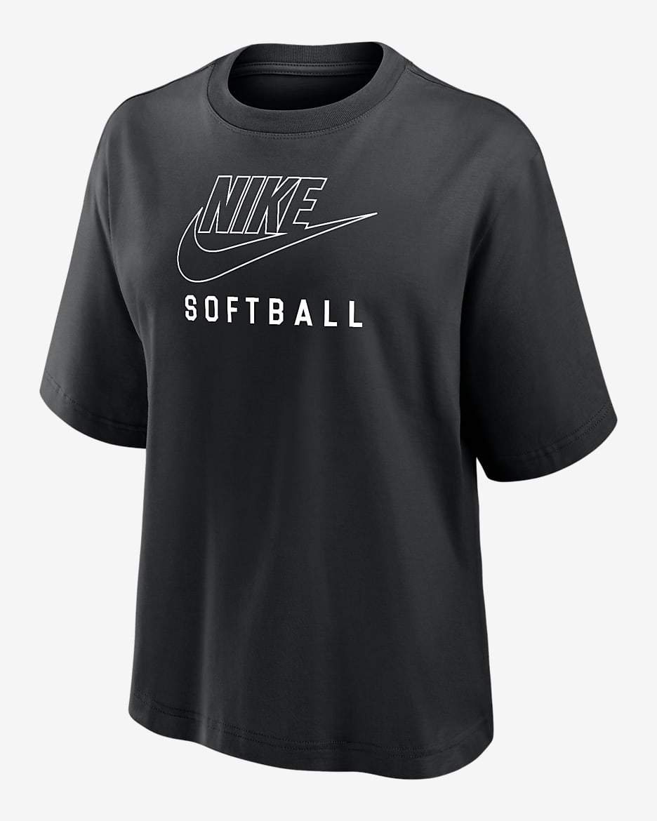 Nike Swoosh Women's Softball Boxy T-Shirt - Black