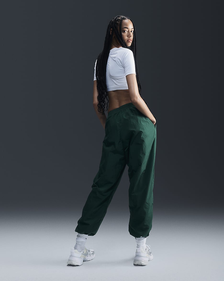 Nike Sportswear Essential Women's Mid-Rise Oversized Woven Joggers - Gorge Green/Sail