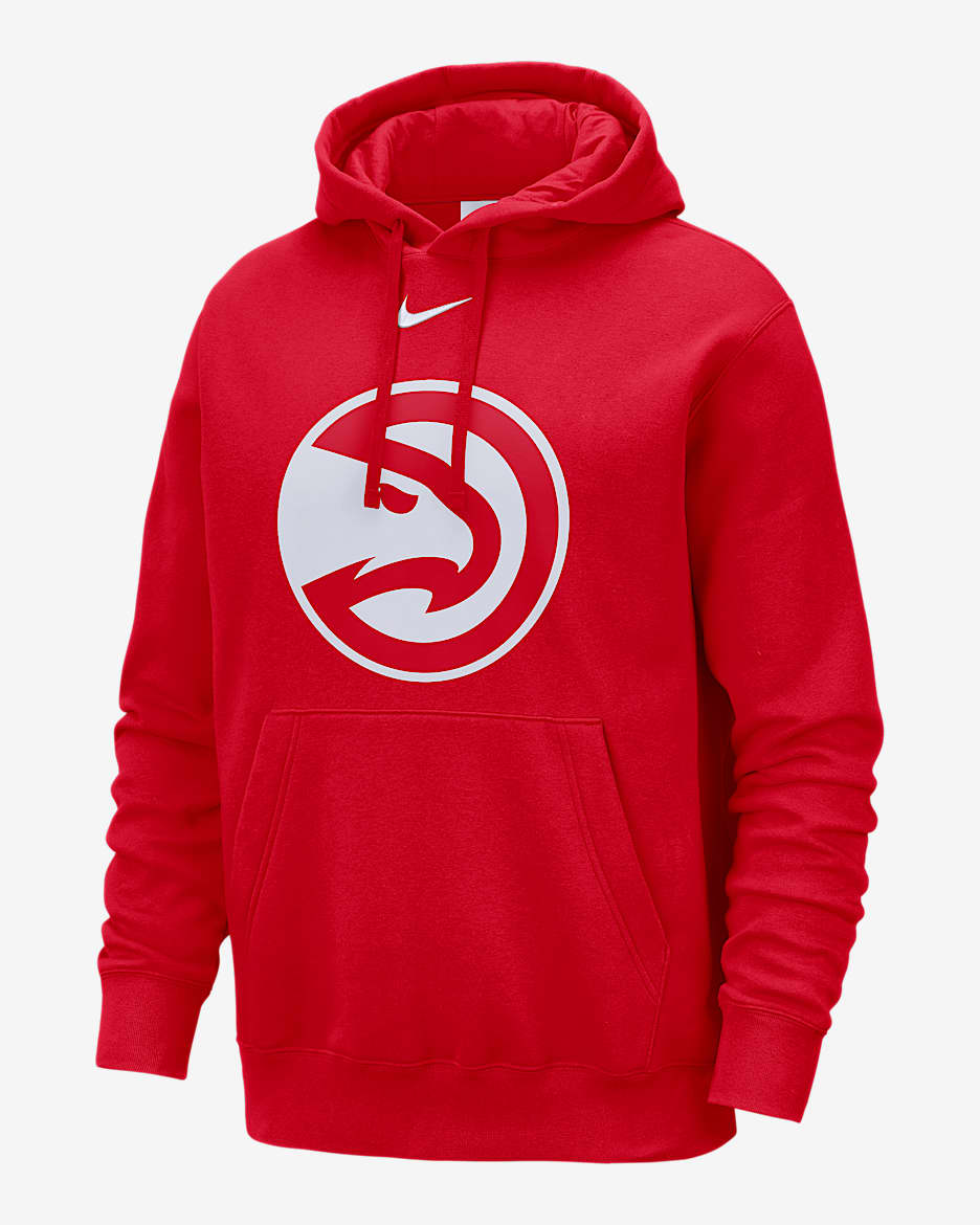 Sudadera con gorro sin cierre Nike NBA para hombre Atlanta Hawks Club - Rojo universitario/Blanco