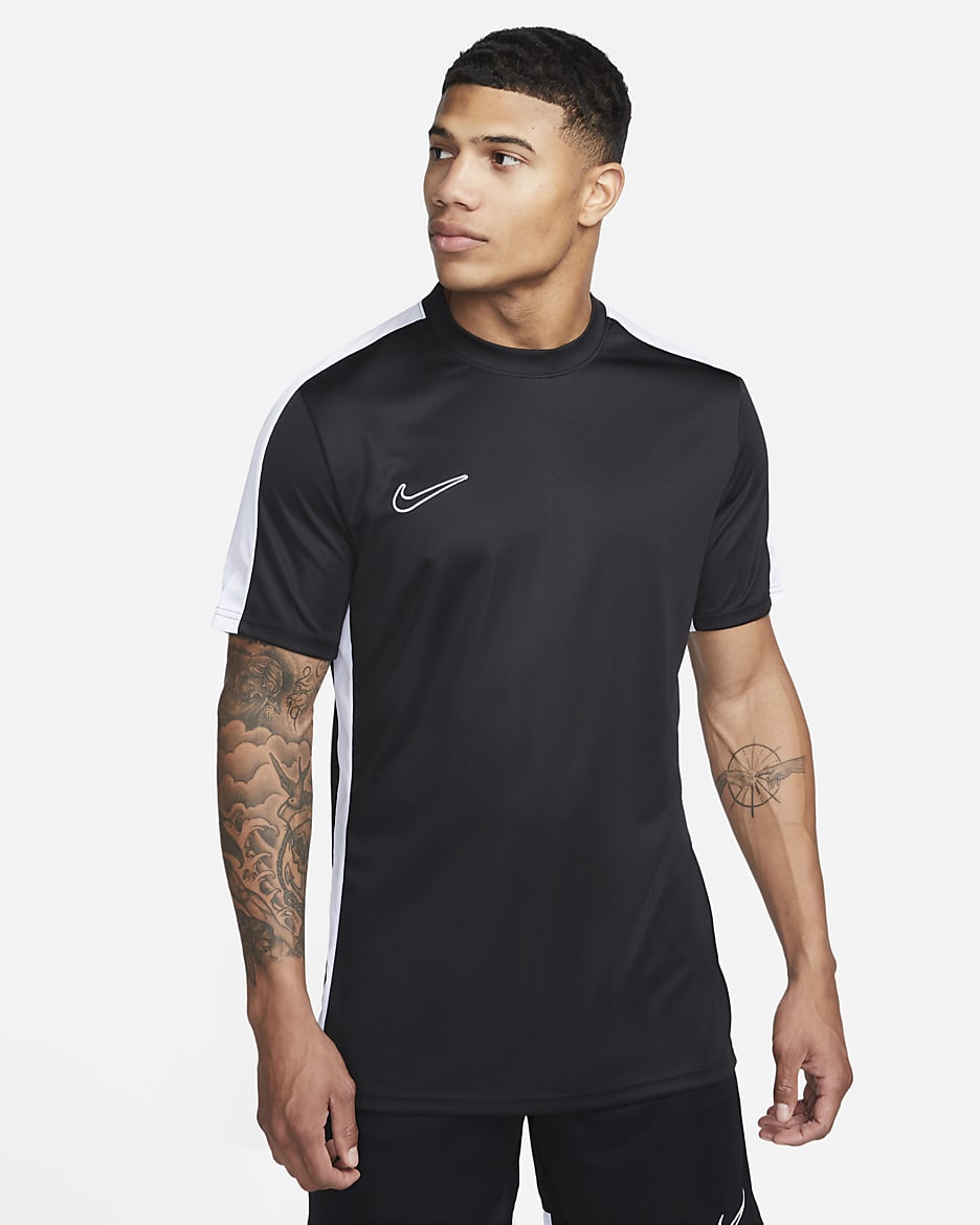 ナイキ Dri-FIT アカデミー メンズ ショートスリーブ サッカートップ (ストック) - ブラック/ホワイト/ホワイト