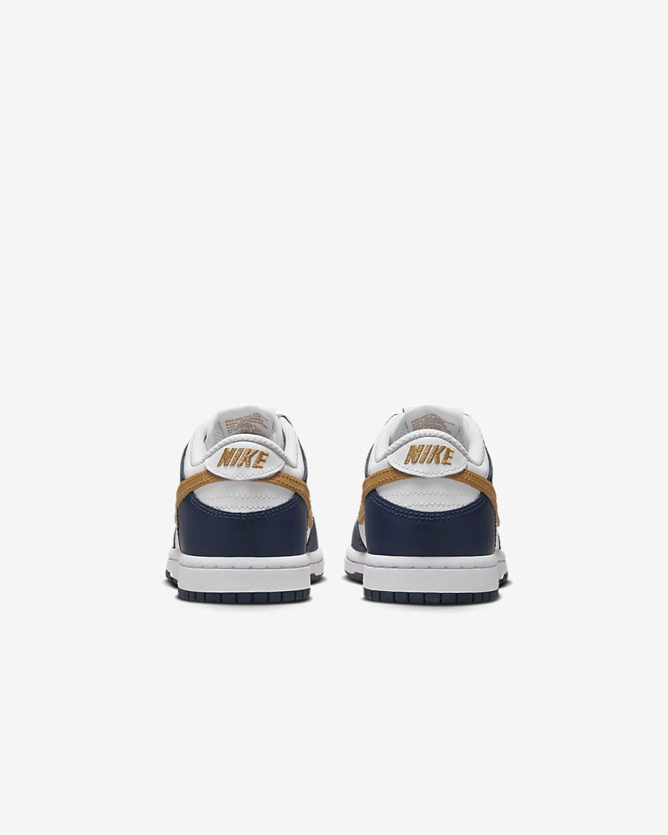 Nike Dunk Low Younger Kids' Shoes - White/Midnight Navy/Wheat