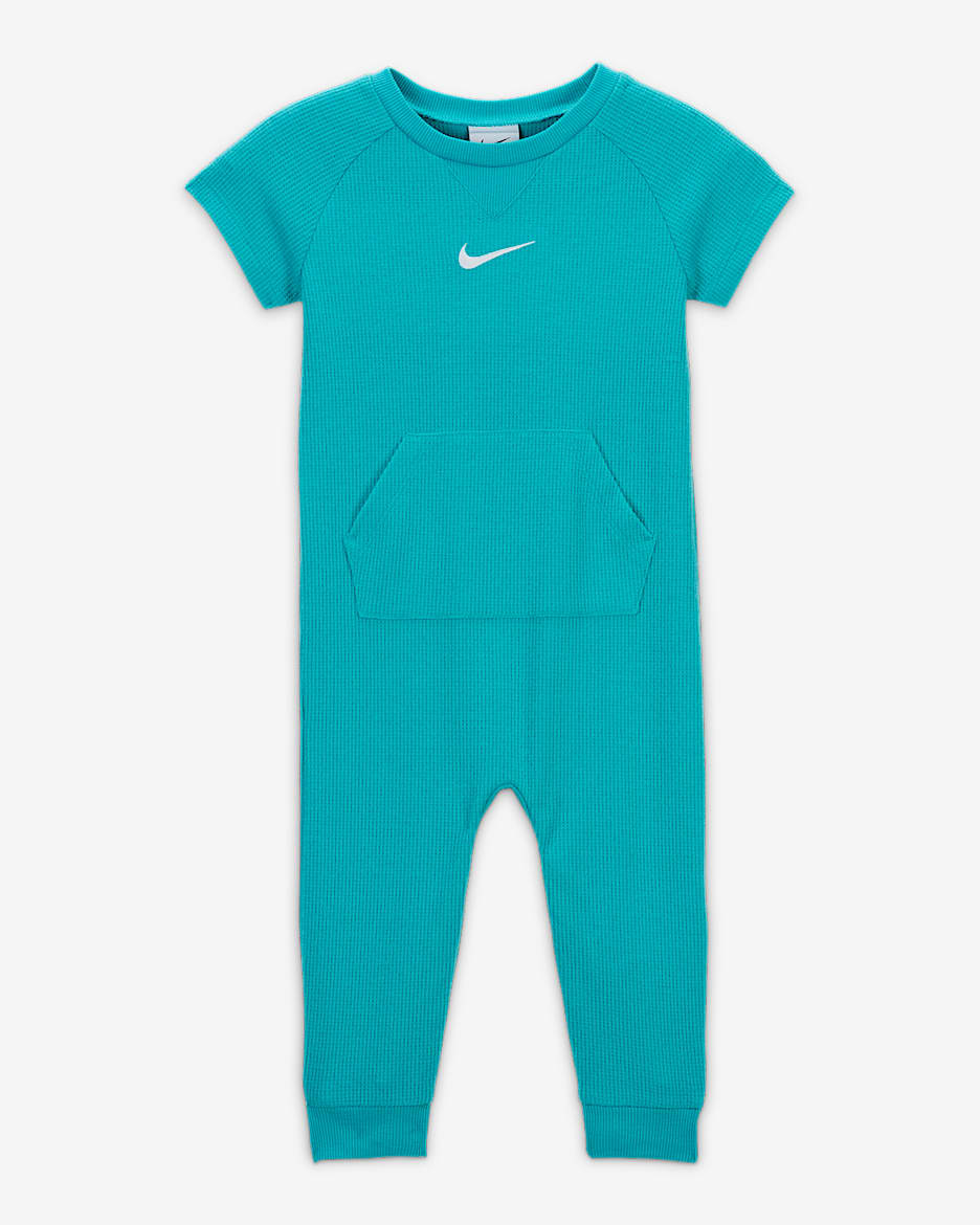 Mono de manga corta de tejido Knit tipo waffle para bebé (0 a 9 meses) Nike Essentials - Cactus empolvado