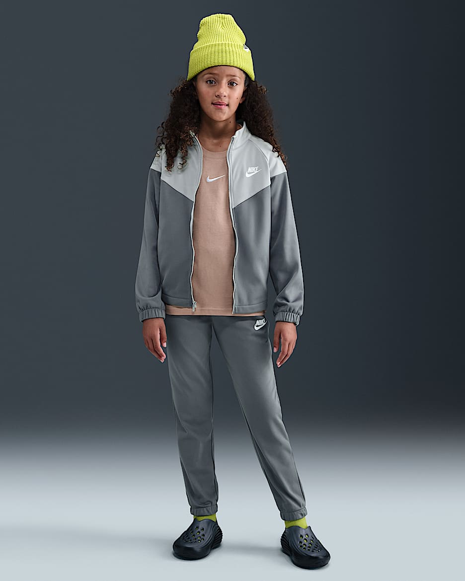 Nike Sportswear Big Kids' Dri-FIT Tracksuit - Smoke Grey/Light Smoke Grey/White