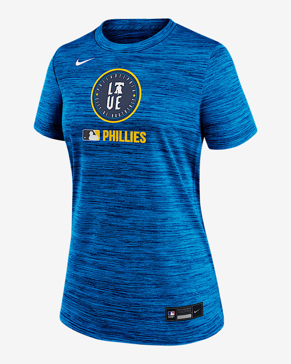 Playera Nike Dri-FIT de la MLB para mujer Philadelphia Phillies Authentic Collection City Connect Velocity - Agua