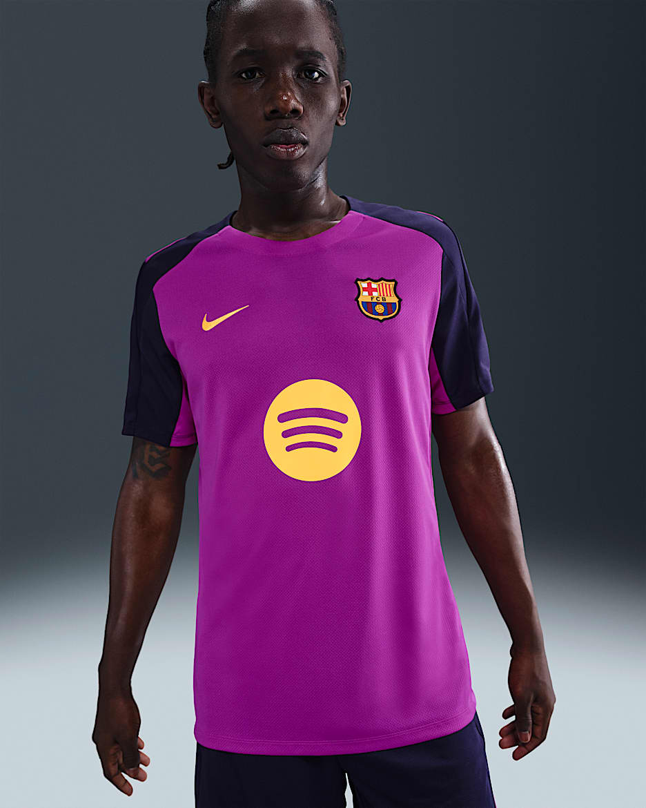 FC Barcelona Strike Men's Nike Dri-FIT Soccer Short-Sleeve Top - Vivid Purple/Imperial Purple/Imperial Purple/Midwest Gold