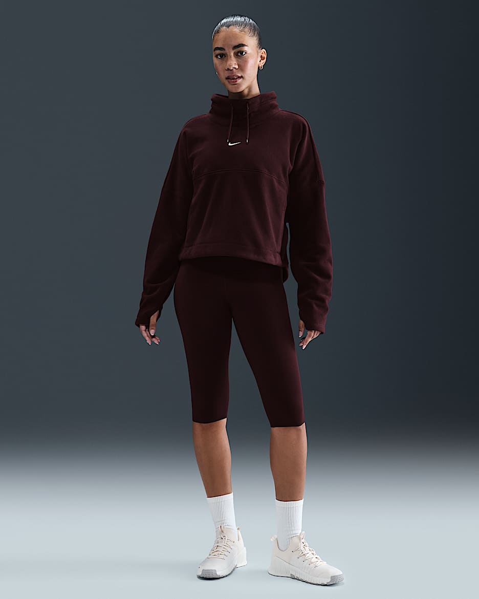 Nike Zenvy Women's High-Waisted Capri Leggings - Burgundy Crush/Black