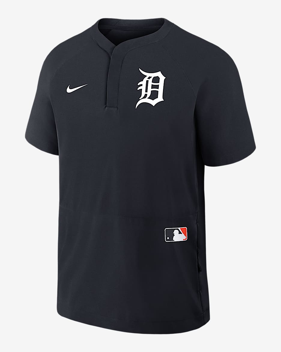 Rompevientos de manga corta Nike de la MLB para hombre Detroit Tigers Authentic Collection - Azul marino