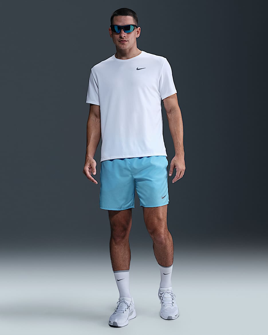 Short de running avec sous-short intégré 18 cm Dri-FIT Nike Challenger pour homme - Aquarius Blue