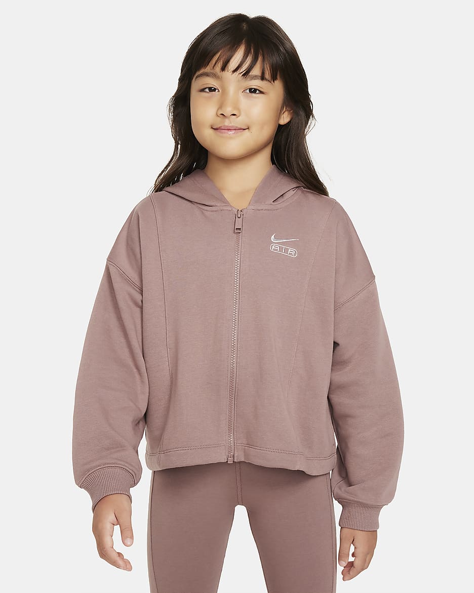 Nike Air Girls' French Terry Full-Zip Hoodie - Smokey Mauve/Platinum Violet