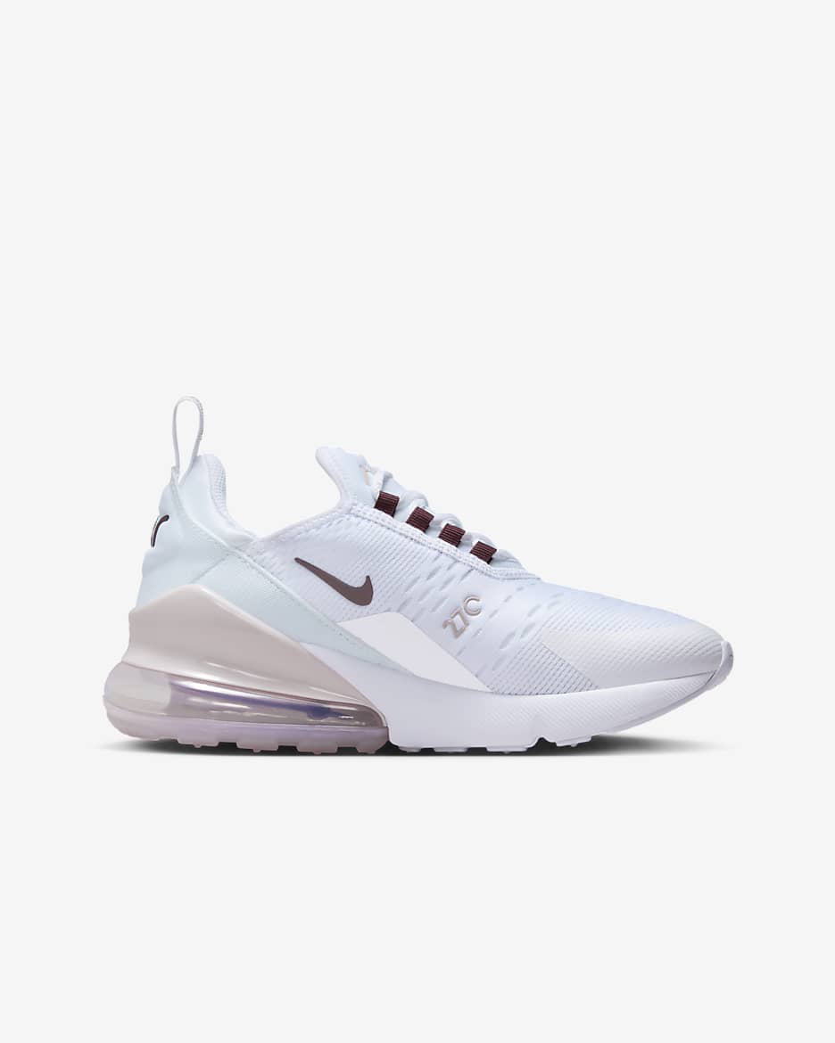 Nike Air Max 270 Schuh für ältere Kinder - Weiß/Platinum Violet/Burgundy Crush