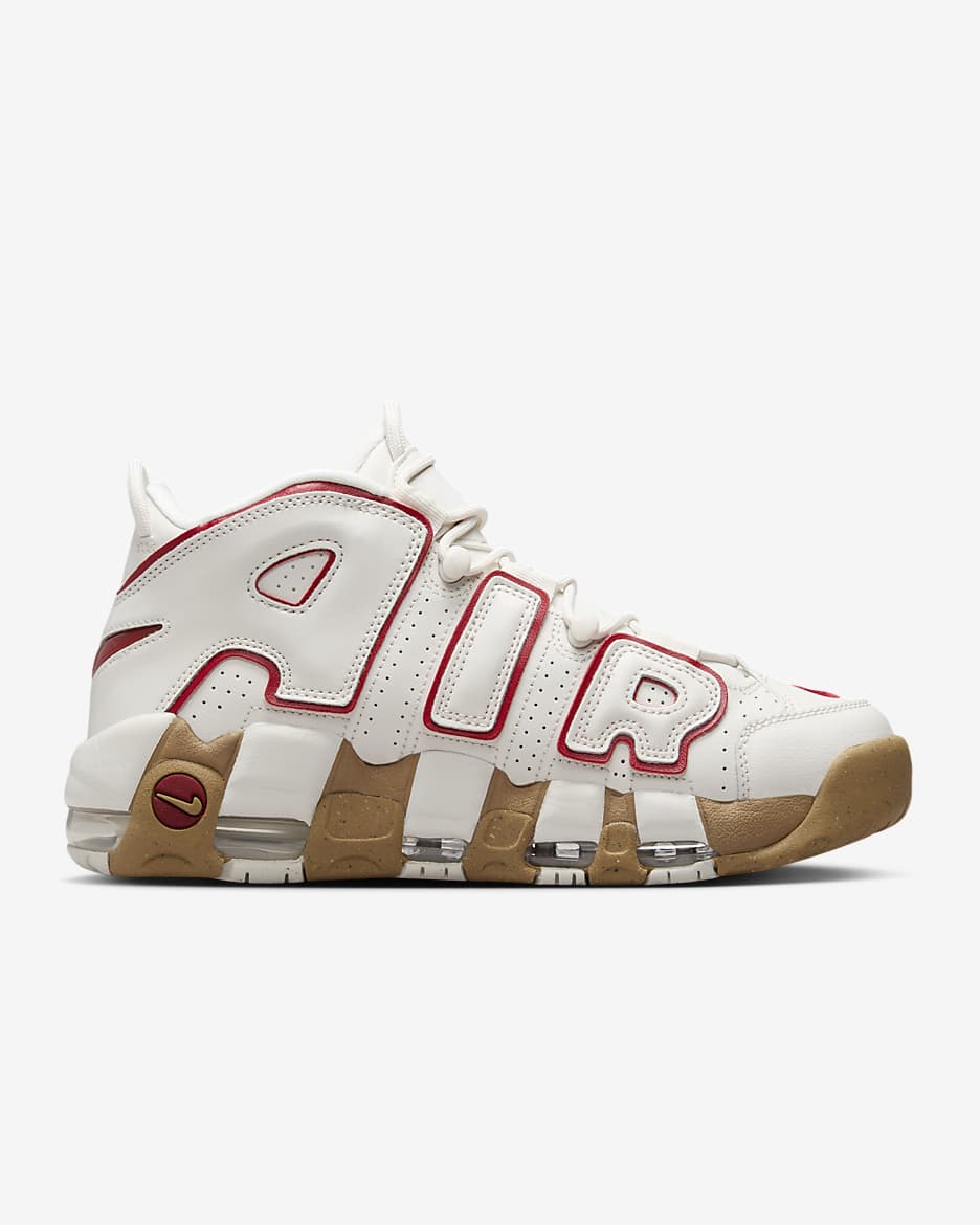 Calzado para mujer Nike Air More Uptempo - Fantasma/Marrón claro goma/Transparente/Rojo gimnasio