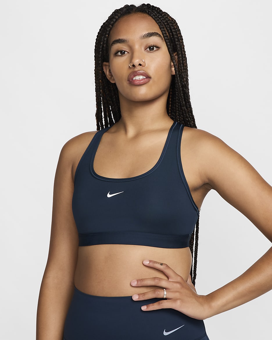 Nike Swoosh Light Support Women's Non-Padded Sports Bra - Armory Navy/White