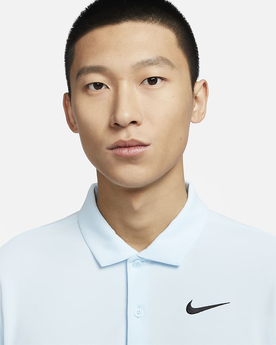 NikeCourt Dri-FIT Men's Tennis Polo - Glacier Blue/Black