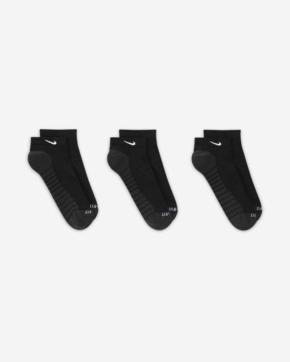 Nike Everyday Max Cushioned Training No-Show Socks (3 Pairs) - Black/Anthracite/White