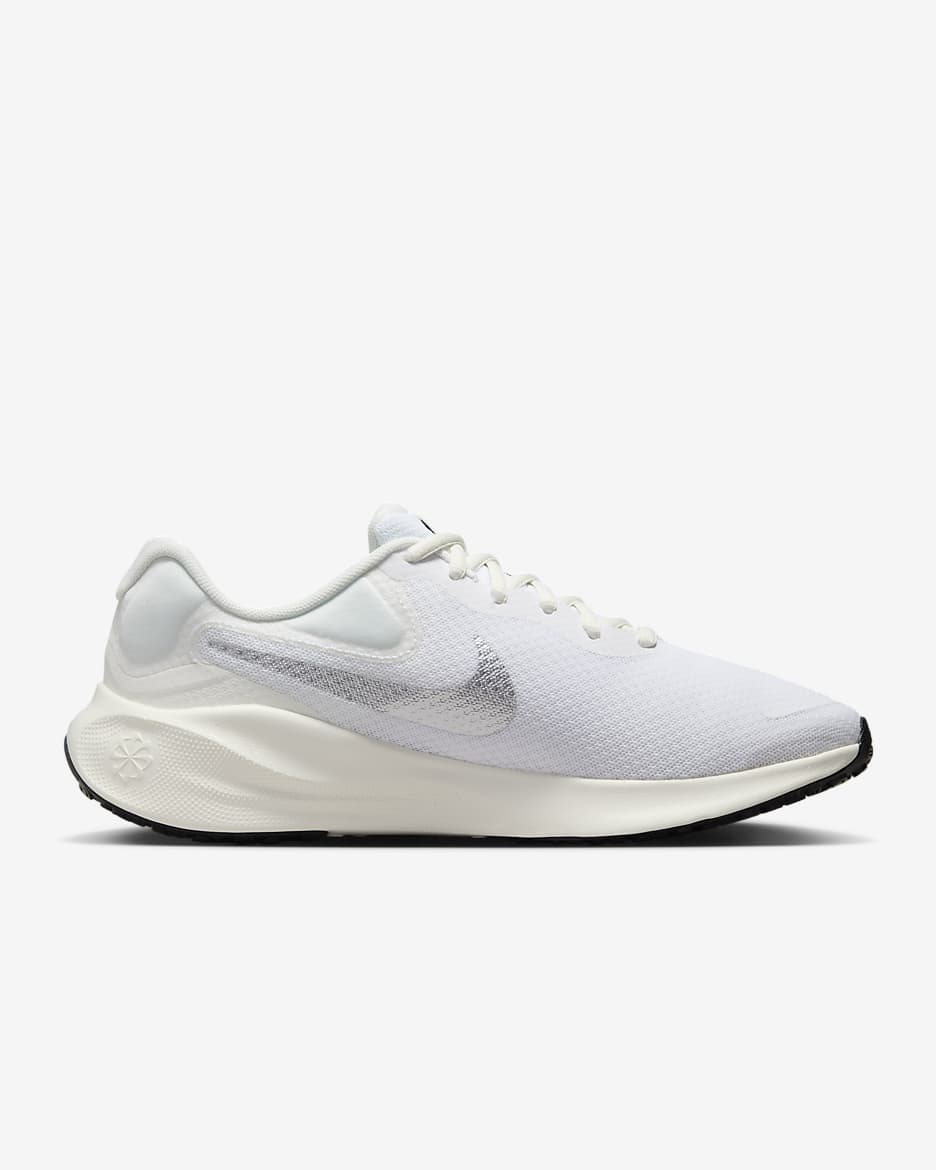 Nike Revolution 7 Women's Road Running Shoes - White/Sail/Black/Metallic Silver