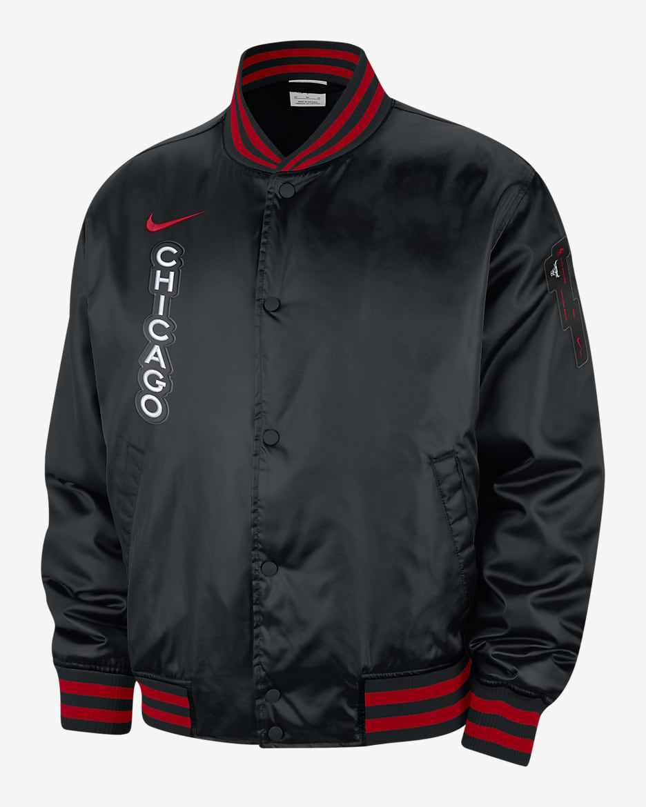 Chicago Bulls 2023/24 City Edition Nike NBA-jakke til mænd - sort/sort/University Red