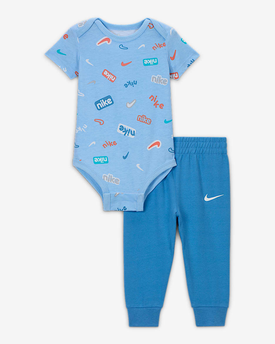 Conjunto de body de manga corta y pants para bebé Nike E1D1 - Azul extremo