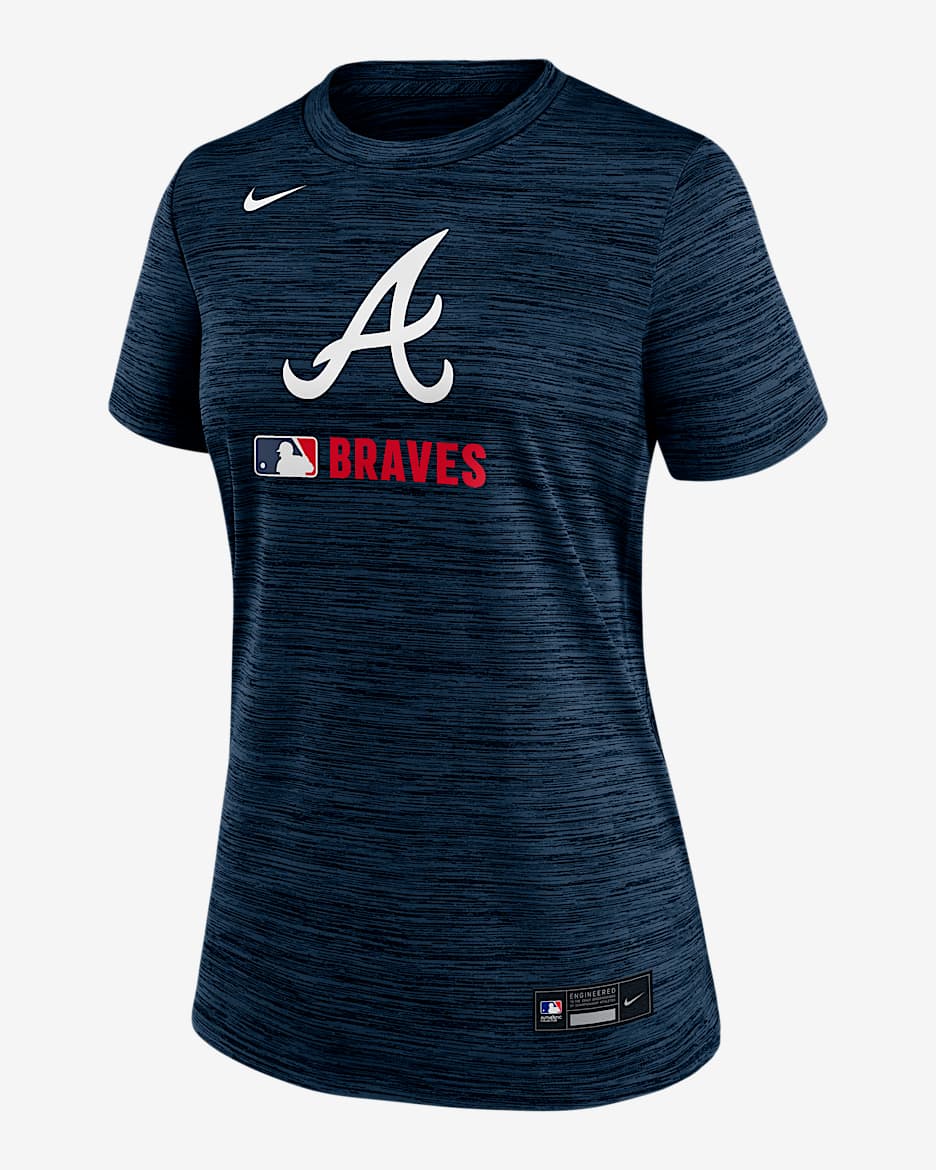 Playera Nike Dri-FIT de la MLB para mujer Atlanta Braves Authentic Collection Velocity - Azul marino