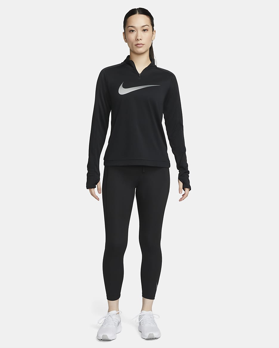 Nike Dri-FIT Swoosh Women's 1/4-Zip Long-Sleeve Running Mid Layer - Black