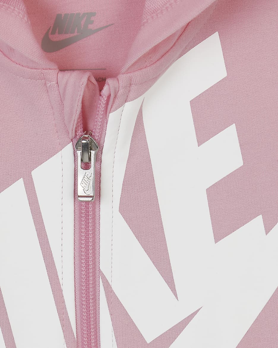 Coverall Nike med hel dragkedja för baby (0–12 mån) - Rosa