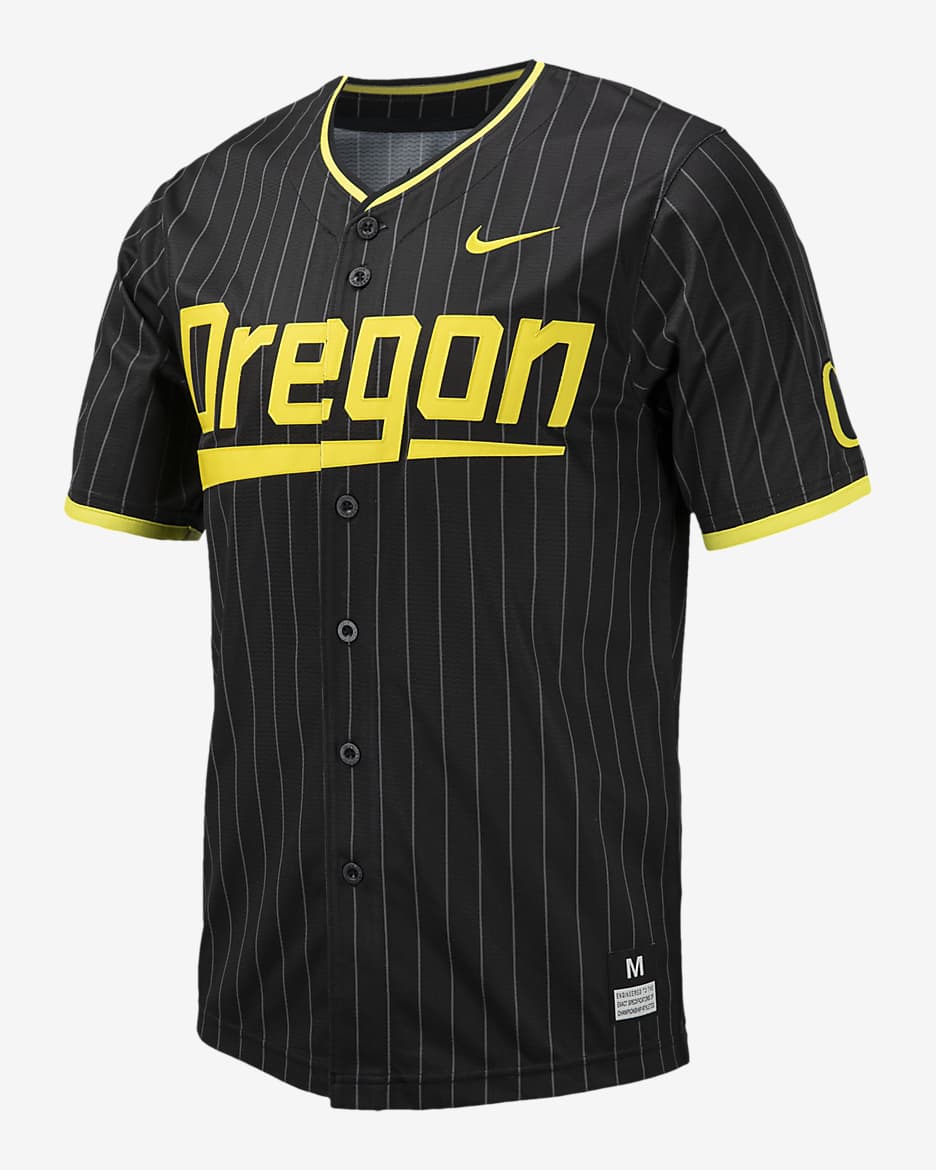 Oregon Men's Nike College Replica Baseball Jersey - Black/Wolf Grey