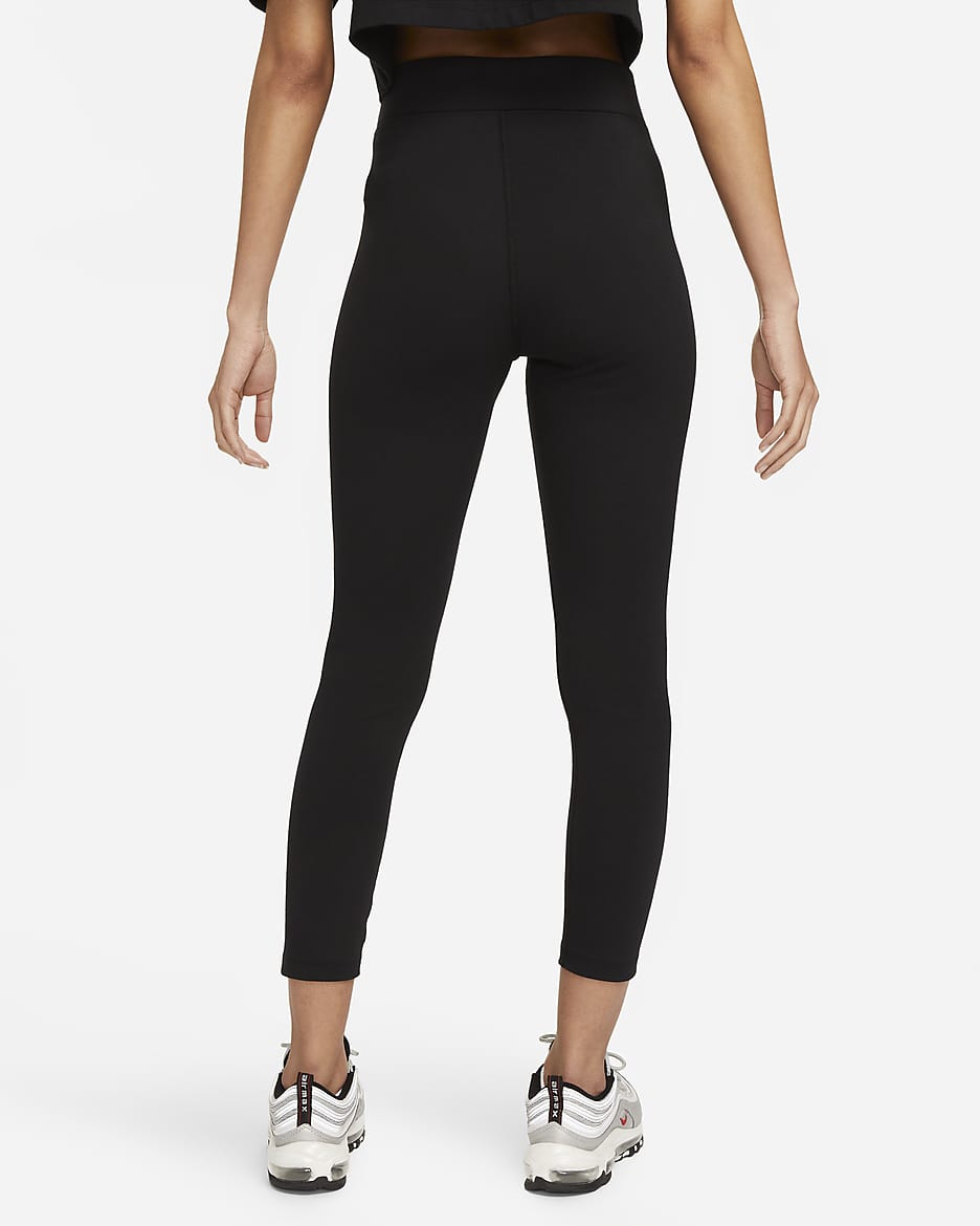 Højtaljede 7/8-Nike Sportswear Classic-leggings til kvinder - sort/Sail