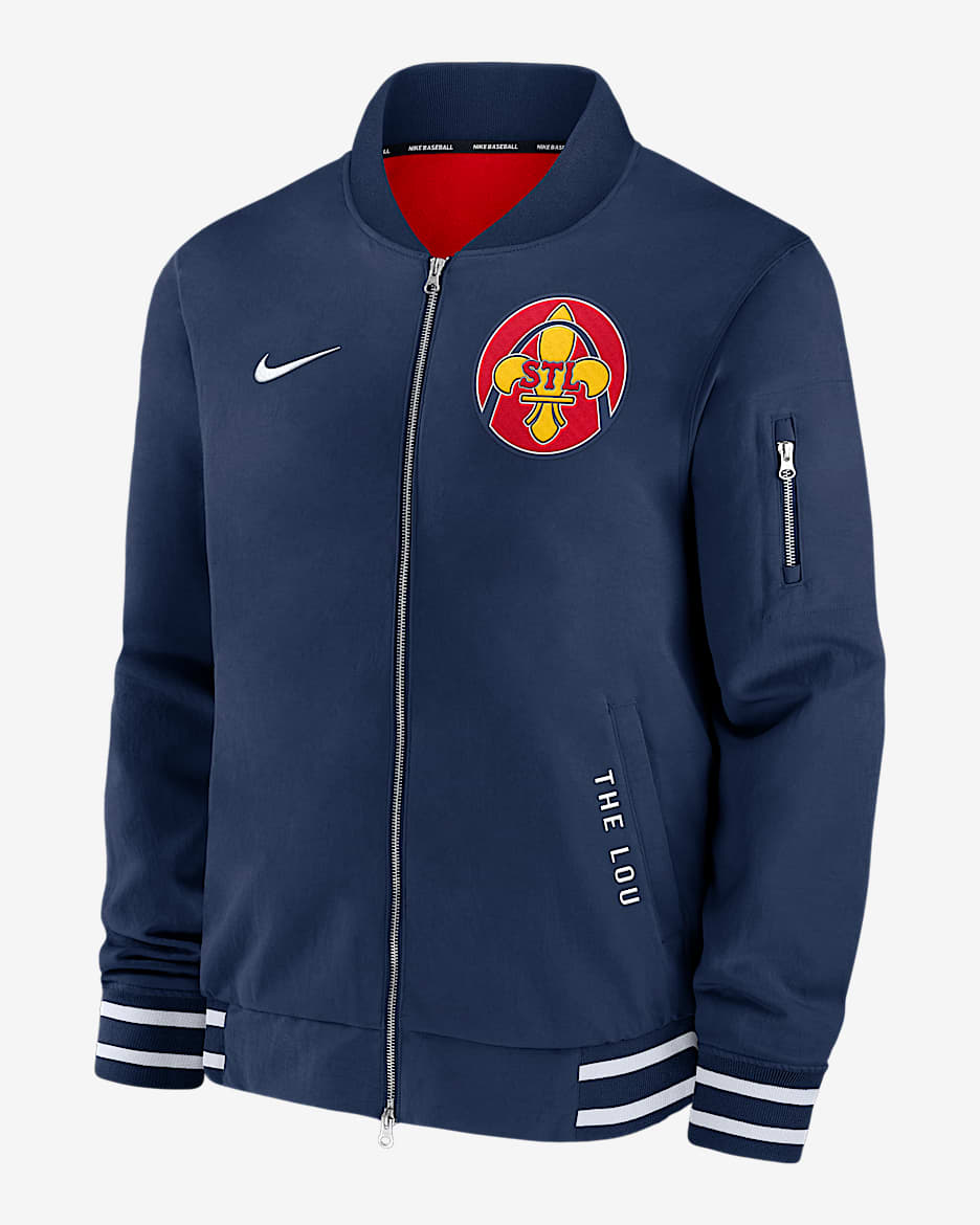 St. Louis Cardinals Authentic Collection City Connect Men's Nike MLB Full-Zip Bomber Jacket - Navy