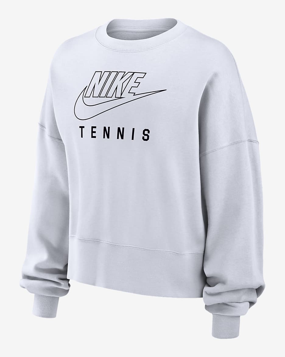 Sudadera de tenis de cuello redondo para mujer Nike Phoenix Fleece - Blanco