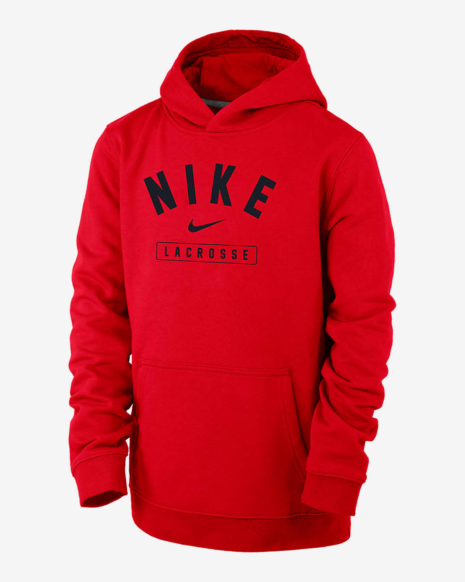 Nike Lacrosse Big Kids' (Boys') Pullover Hoodie - University Red