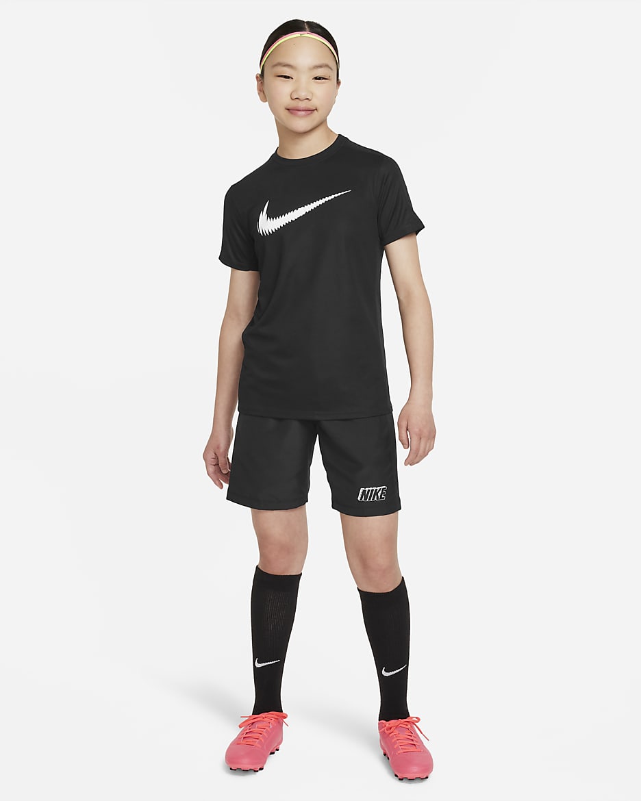 Playera de manga corta Dri-FIT para niños talla grande Nike Trophy23 - Negro/Blanco