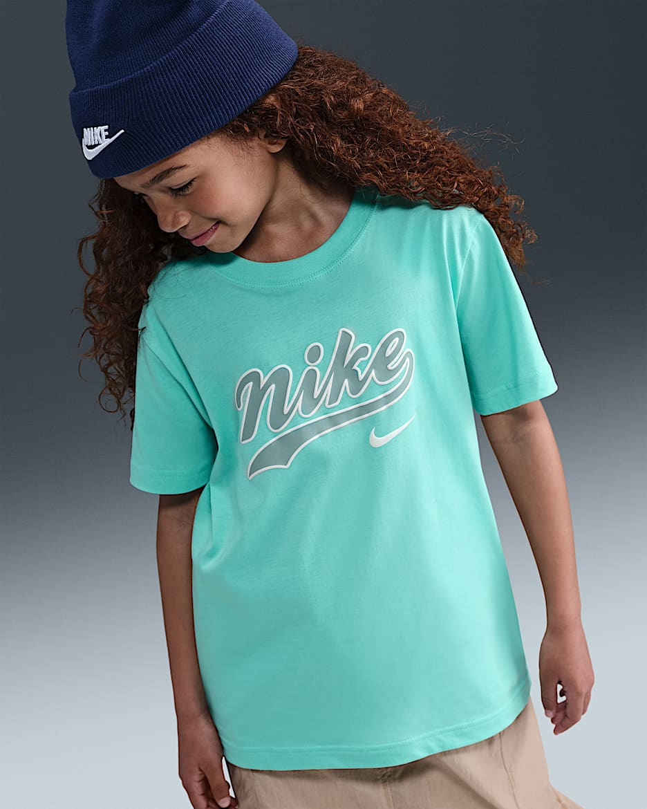 Nike Sportswear Older Kids' (Girls') T-Shirt - Bleached Turquoise/Cannon