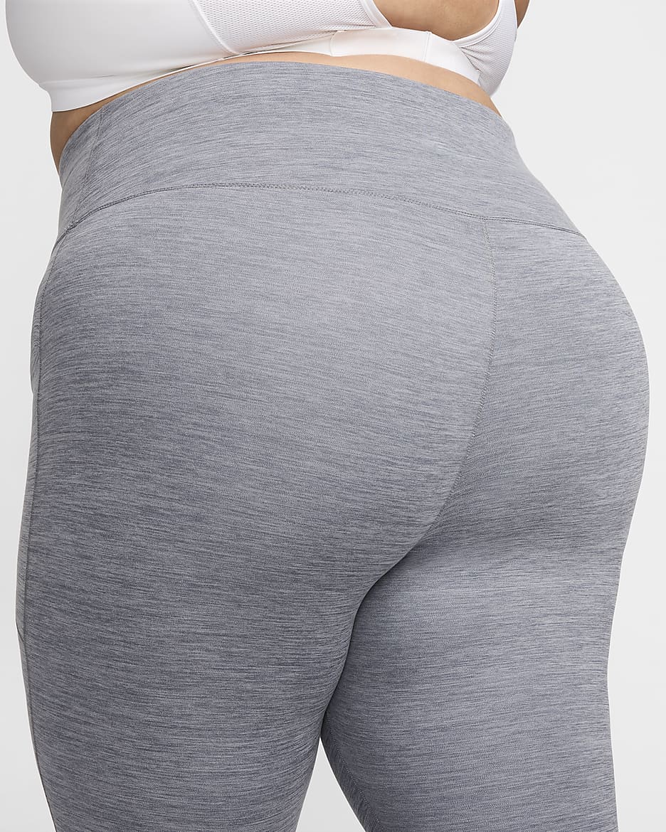 Nike One Women's High-Waisted 7/8 Leggings with Pockets (Plus Size) - Smoke Grey/Heather/Black