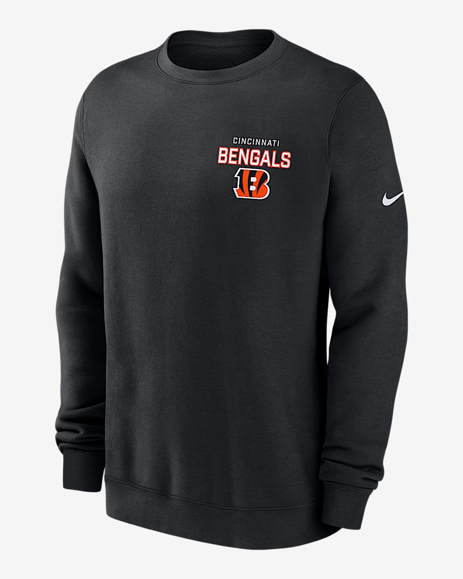 Cincinnati Bengals Draw Block Club Men's Nike NFL Pullover Crew - Black