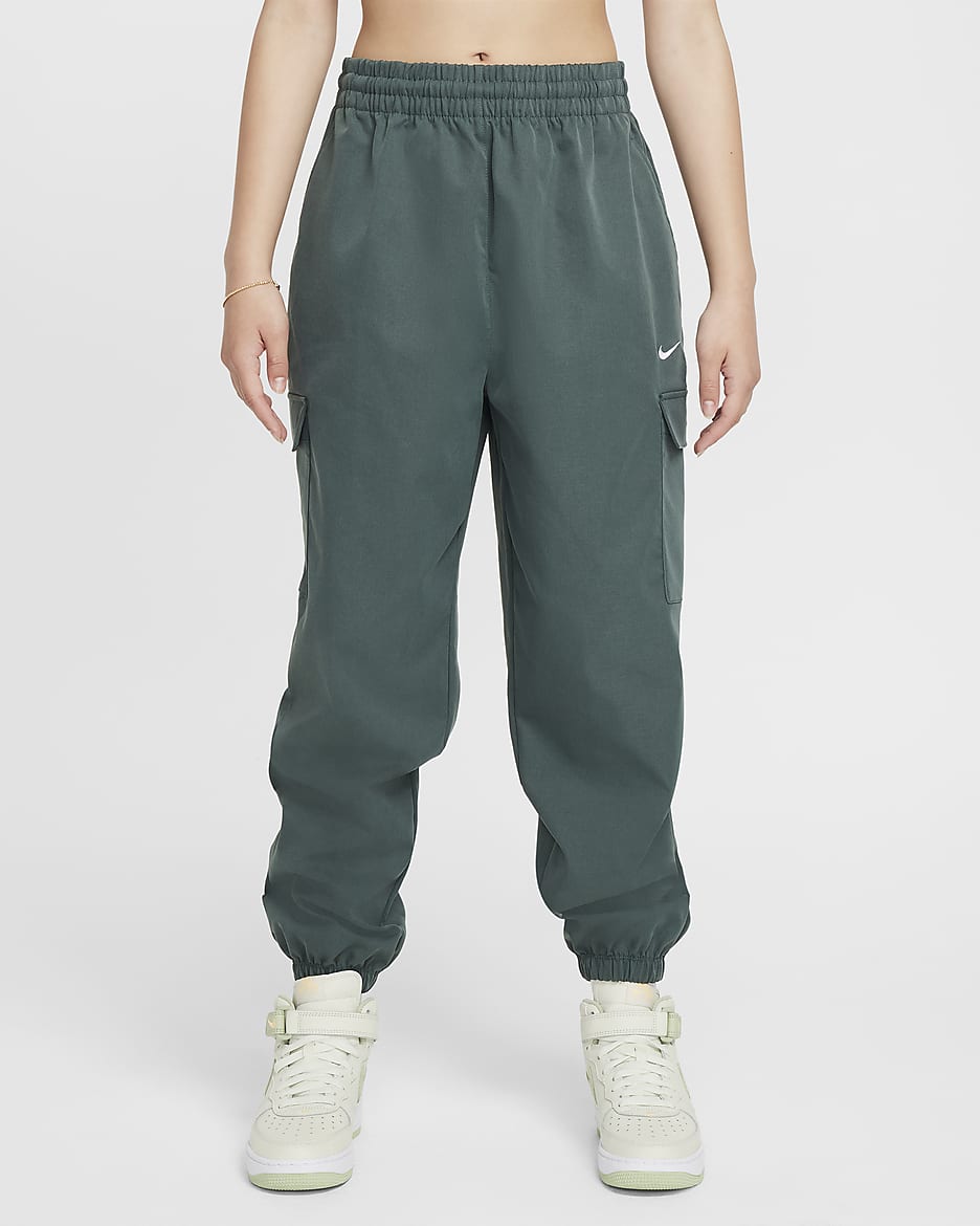 Nike Sportswear Girls' Cargo Trousers - Vintage Green/White