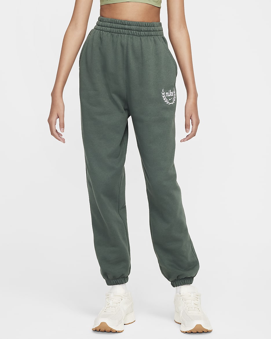Pantalon ample Nike Sportswear Club Fleece pour fille - Vintage Green/Blanc