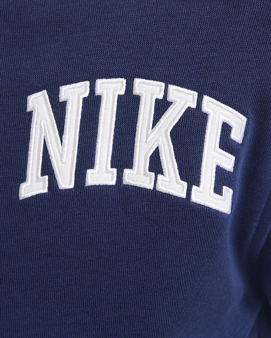 Nike Sportswear Club Big Kids' French Terry Crew-Neck Sweatshirt - Midnight Navy/White