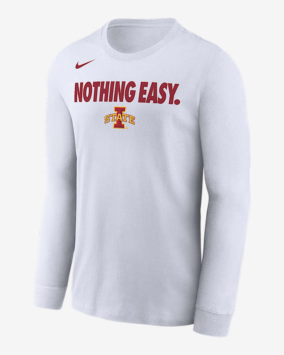 Playera de manga larga universitaria Nike para hombre Iowa State - Blanco