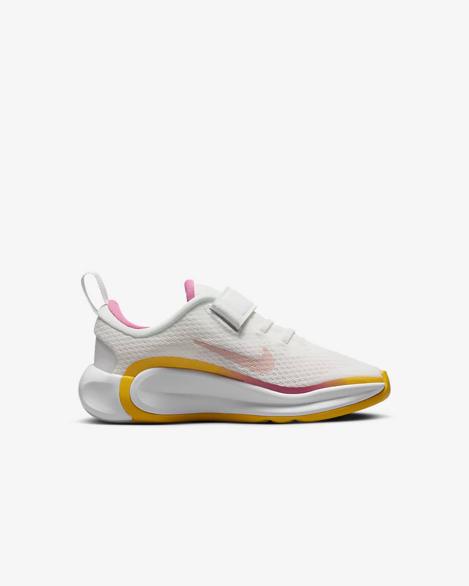 Tenis para niños de preescolar Nike Infinity Flow - Blanco cumbre/Rosa paleta/Oro universitario/Naranja ártico