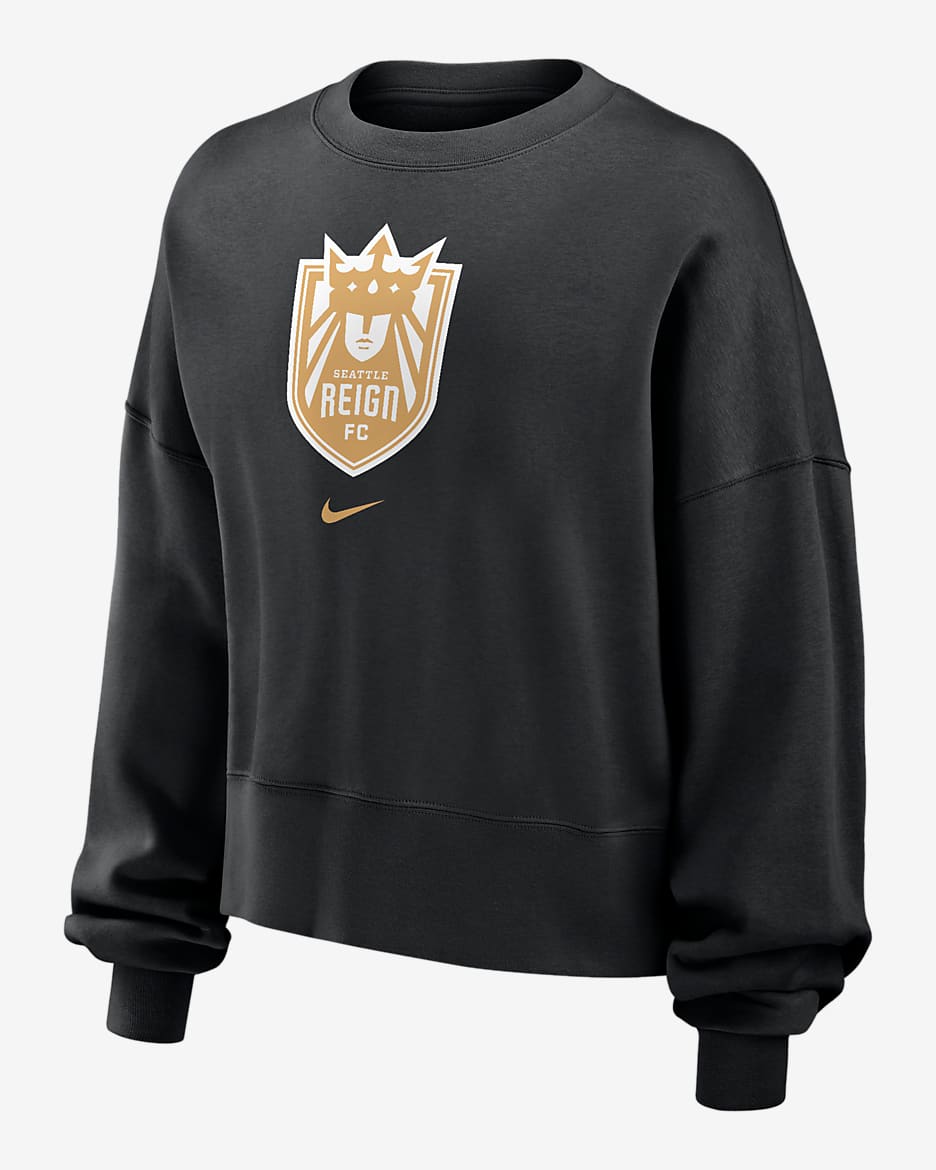 Sudadera de cuello redondo Nike de la NWSL para mujer Seattle Reign Phoenix Fleece - Negro