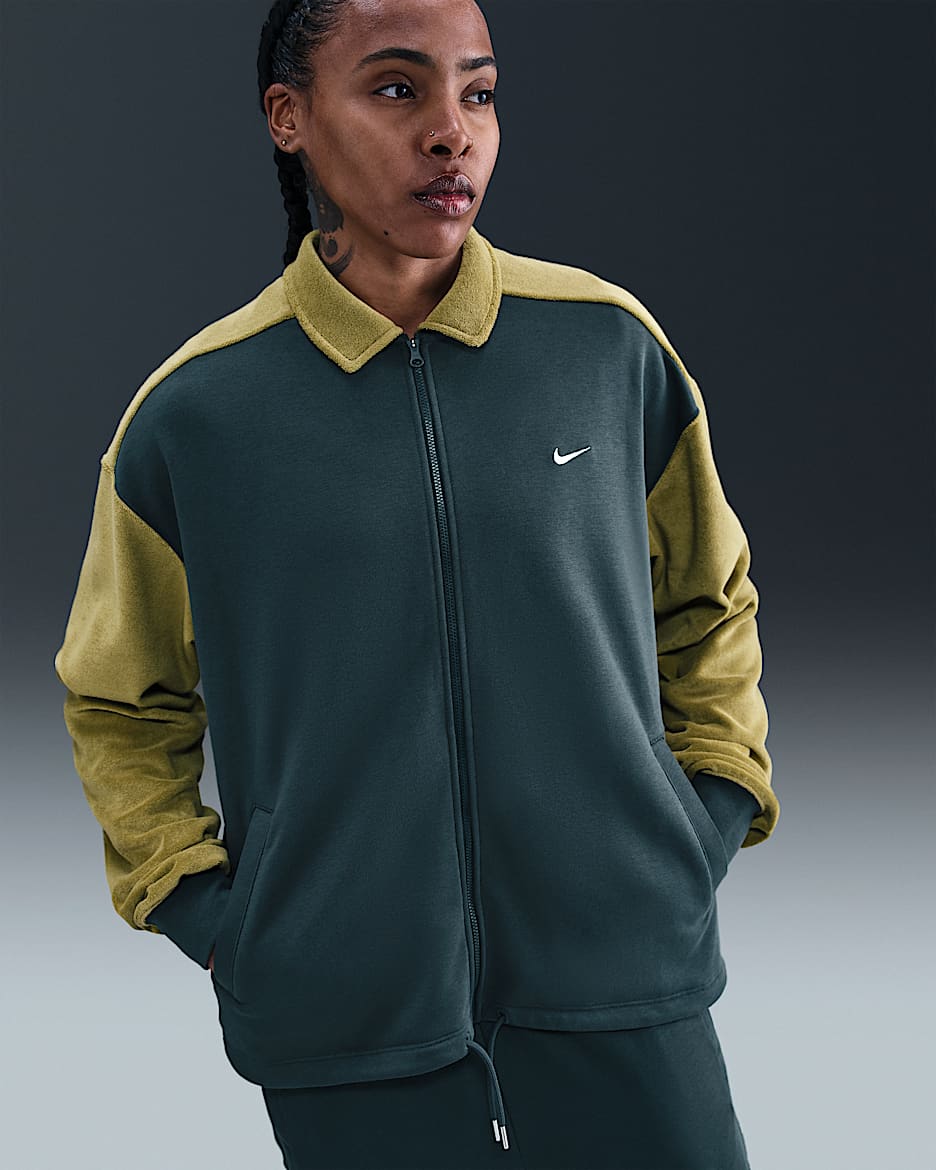 Γυναικεία μπλούζα μπάσκετ Nike με φερμουάρ σε όλο το μήκος - Seaweed/Pacific Moss/Seaweed/Λευκό