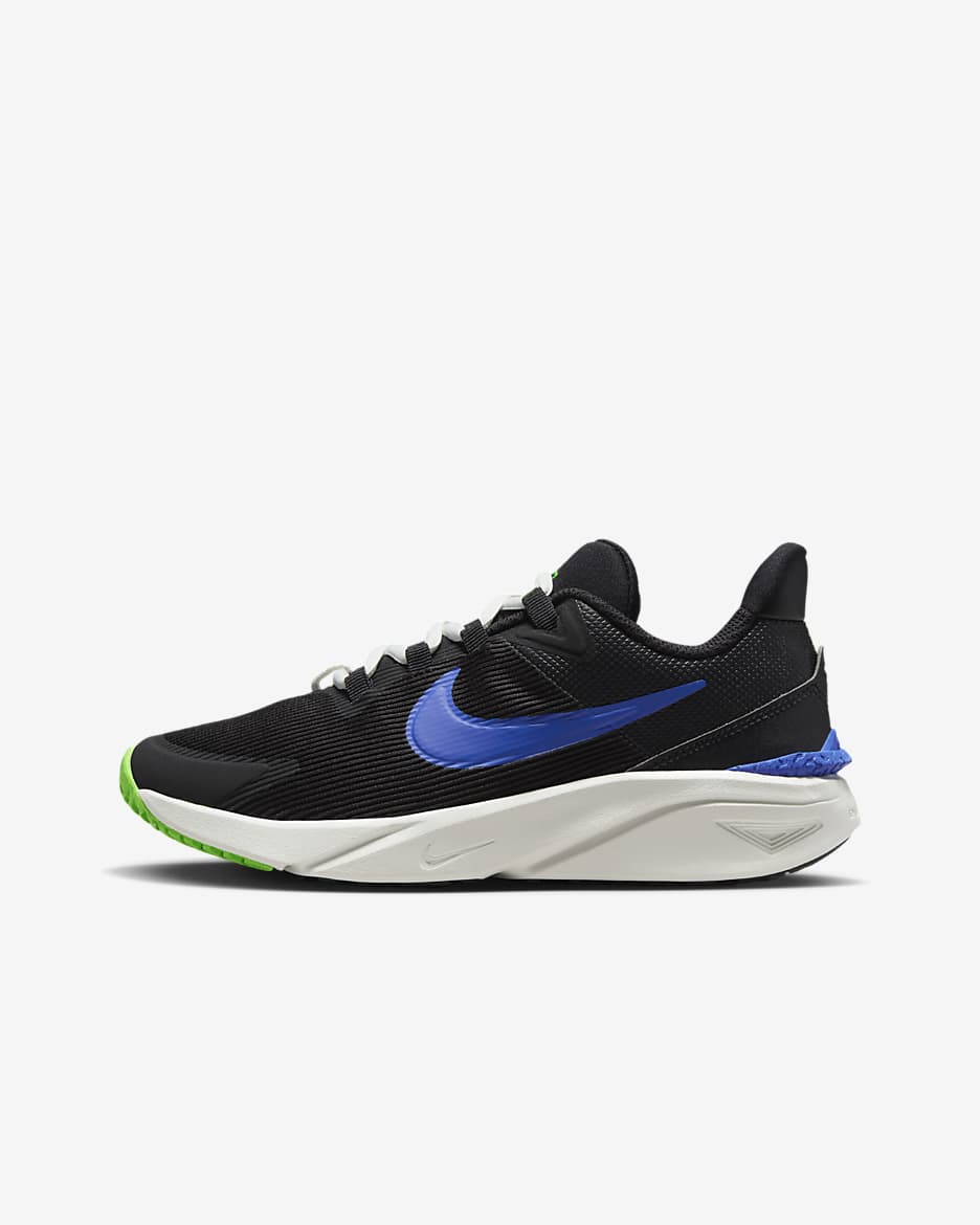 Nike Star Runner 4 Older Kids' Road Running Shoes - Black/Summit White/Green Strike/Racer Blue