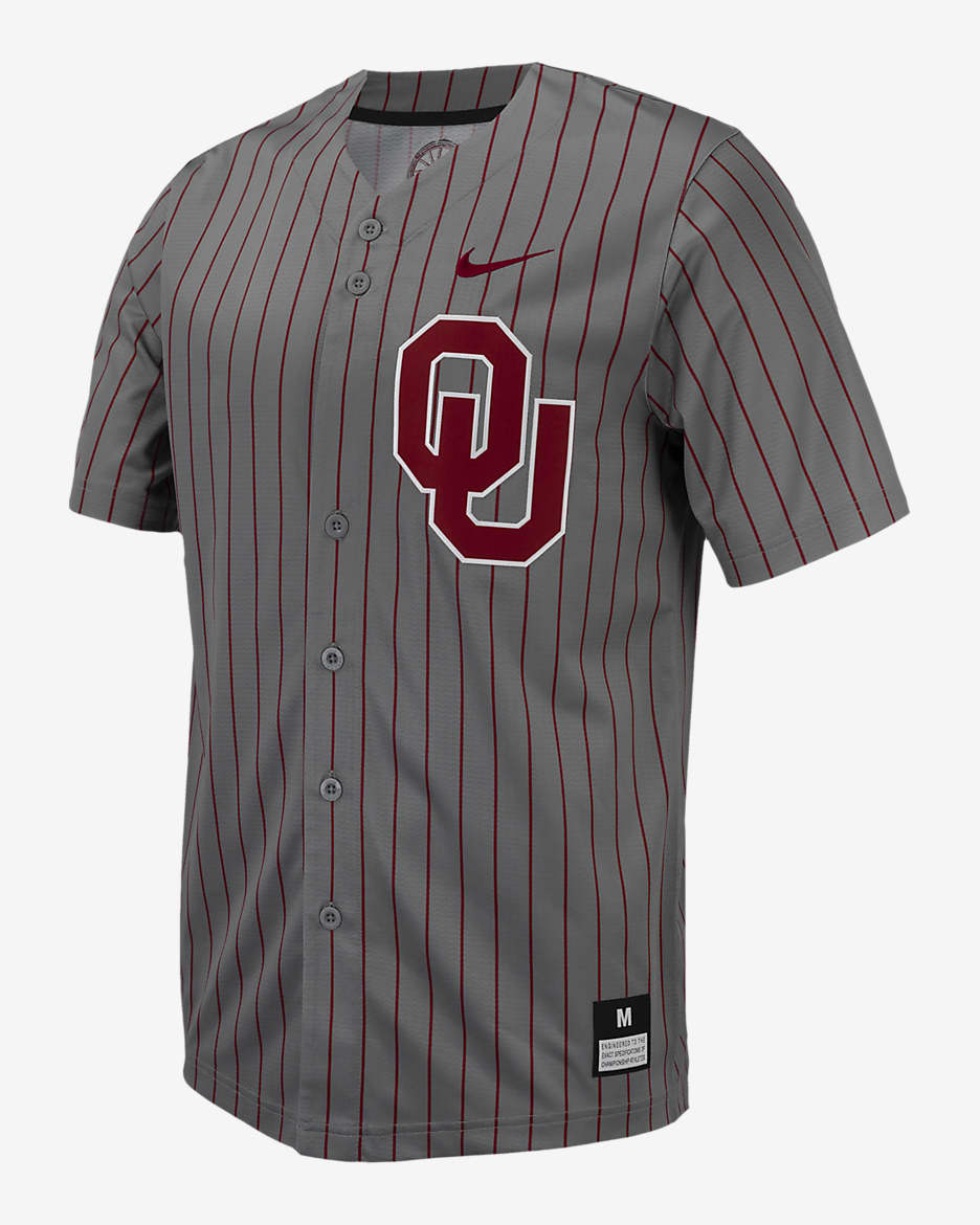 Jersey de béisbol universitario Nike Replica para hombre Oklahoma - Gris acero oscuro/Carmesí